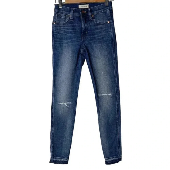 Madewell 9” High Rise Skinny Jeans in York Wash Rip and Repair Edition Size 25 - Picture 5 of 11